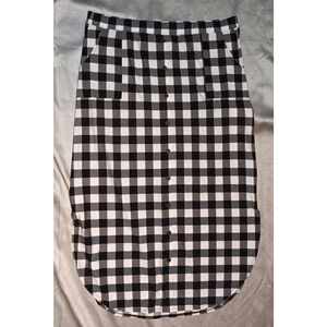 Cato Exclusive Brand Black White Buffalo Plaid XL Midi U Shaped Skirt Holiday
